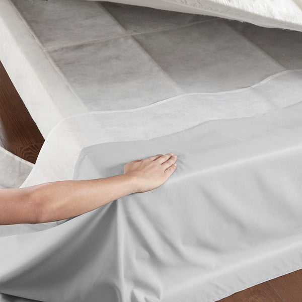 JLA Home Madison Park - Wrap Around Adjustable Bedskirt with 26" Drop, Non-Slip Band, Wrinkle-Resistant Fit for Neat Beds Grey MP11-5366