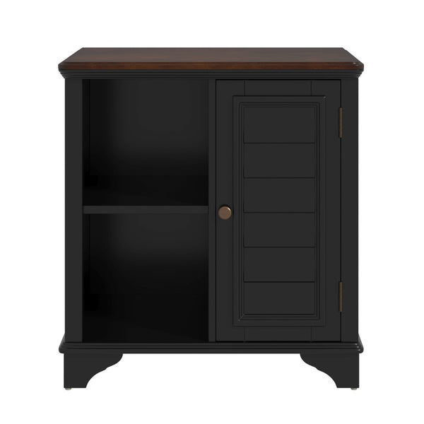 English Elm U Can Louvered End Table with Woven Grass Baskets Ottoman Legs Farmhouse Storage Black N724P401353B