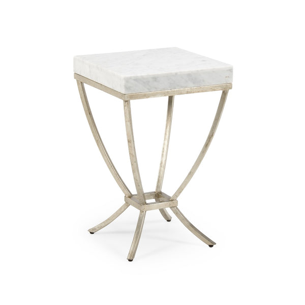 Chelsea House Brandon Antique Silver Wrought Iron Side Table With Natural Marble Top — Compact 22" H Accent 382002