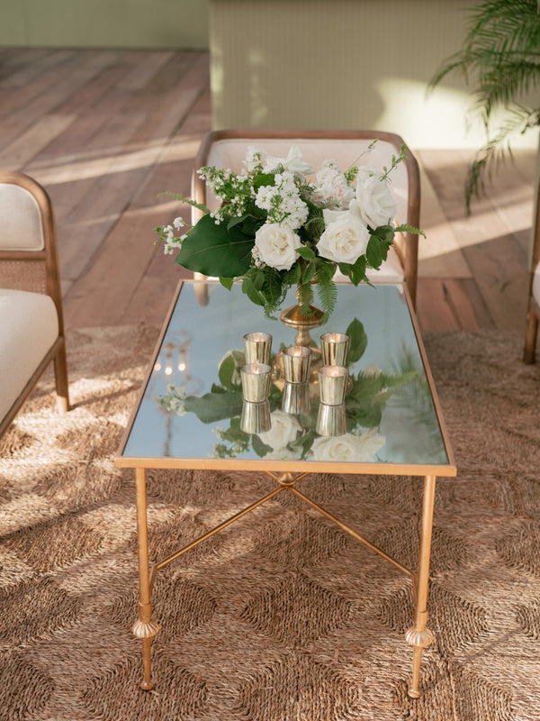 Chelsea House French Antique Gold Cocktail Table With Wrought Iron Frame And Antique Mirror Top For Elegant Spaces 382010