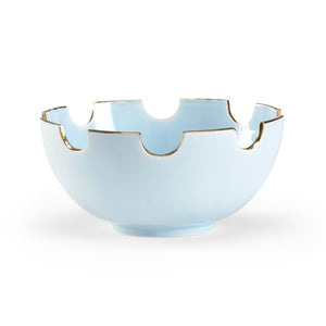Chelsea House Classic Handcrafted Blue Glazed Bowl With Metallic Gold Accents — 12" Decorative Centerpiece For Tablescape Elegance 382040