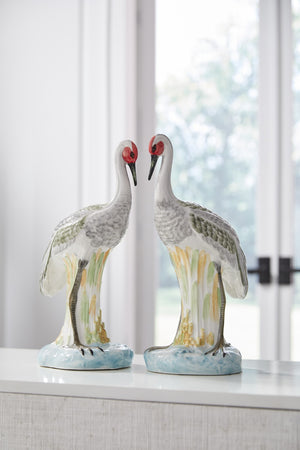 Chelsea House Chelsea Hand-Painted Italian Ceramic Crane Pair — 15" Glossy Art Figurines, Unique Mantel Decor 382046