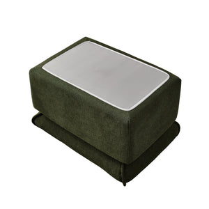 English Elm Compressed Lounge Chair with Ottoman - Space-Saving Chenille Upholstered Sofa, High-Density Foam Comfort Green W1036P251828