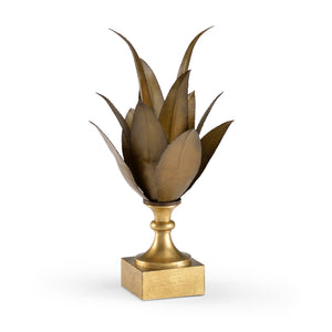 Chelsea House Yucca Antique Gold Leaf Sculpted Plant With Wood Base - 22" Decorative Botanical Accent For Home Decor 382079
