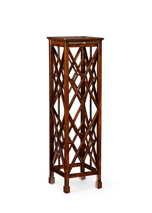 Chelsea House George Tall George Iii Plant Stand Pedestal In Warm Walnut With Geometric Base, 42.5" Height, Elegant Focal Piece 382098