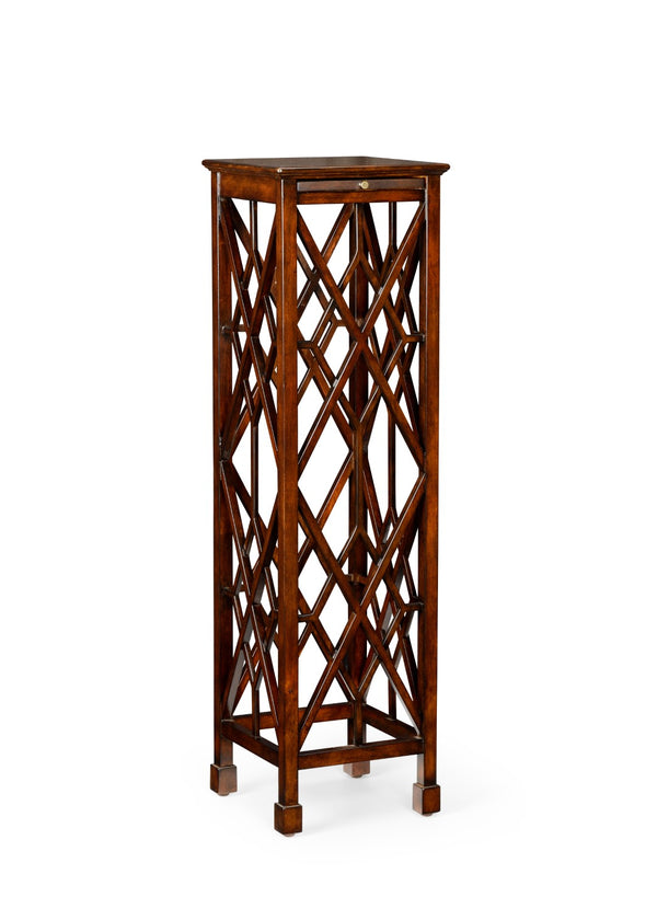 Chelsea House George Tall George Iii Plant Stand Pedestal In Warm Walnut With Geometric Base, 42.5" Height, Elegant Focal Piece 382098