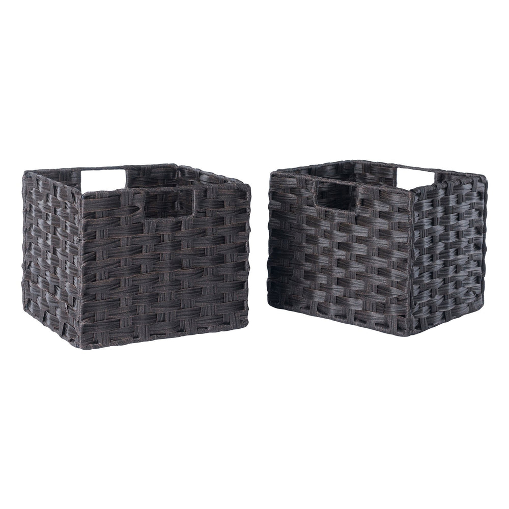 Winsome Wood Melanie 2-piece Chocolate Foldable Woven Fiber Basket Set For Stylish Organization & Easy Storage Chocolate Polypropylene 38209-winsome-wood