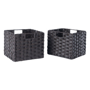 Winsome Wood Melanie 2-piece Chocolate Foldable Woven Fiber Basket Set For Stylish Organization & Easy Storage Chocolate Polypropylene 38209-winsome-wood