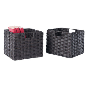 Winsome Wood Melanie 2-piece Chocolate Foldable Woven Fiber Basket Set For Stylish Organization & Easy Storage Chocolate Polypropylene 38209-winsome-wood