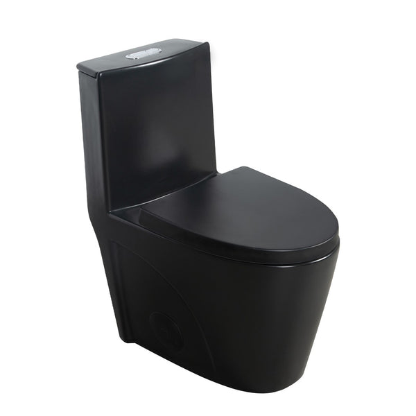 English Elm One-piece Elongated Porcelain Toilet Dual Flush Ada Comfort Height Soft Close Seat Black W1920P420642