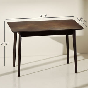 English Elm Mid-century Nordic Rubberwood Dining Table Seats Four with Dark Mahogany Finish T3971P428287