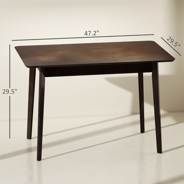 English Elm Mid-century Nordic Rubberwood Dining Table Seats Four with Dark Mahogany Finish T3971P428287