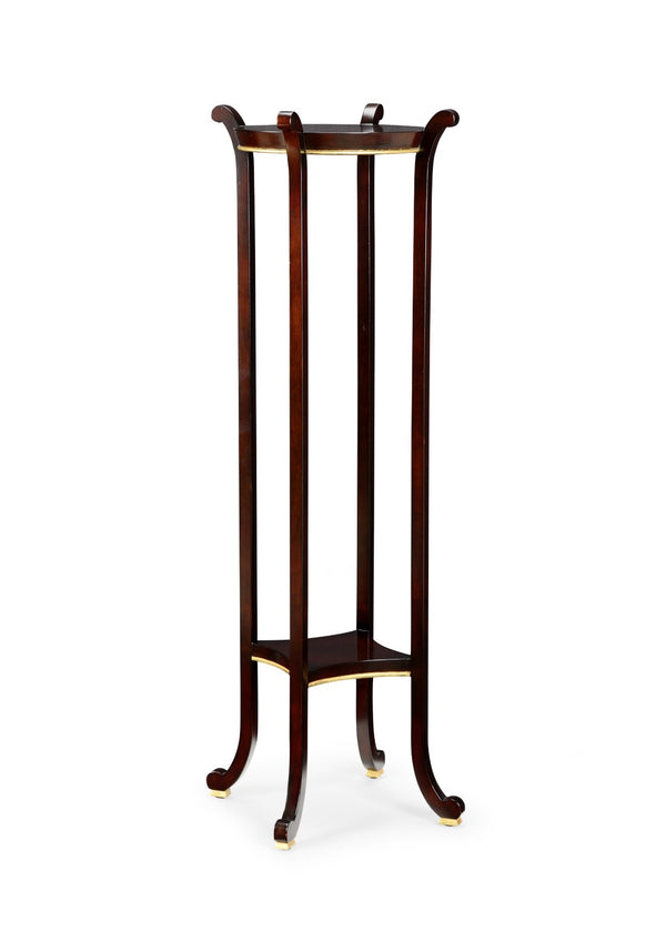 Chelsea House Paris Fern Stand Pedestal 48" Tall Solid Wood Display With Gold Accents — Elegant Plant & Decor Showcase Brown 382100