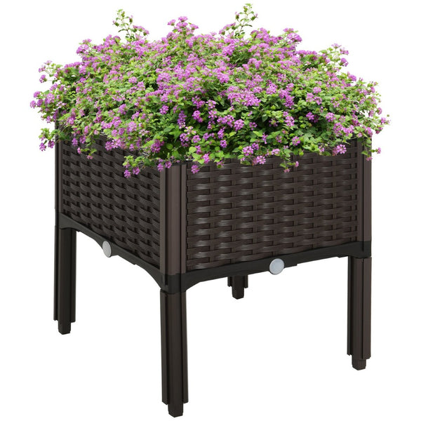 English Elm Outsunny Versatile Raised Garden Bed With Legs - Self-Watering Rattan Planter For Space-Saving Growth W2225P175539-GIGA