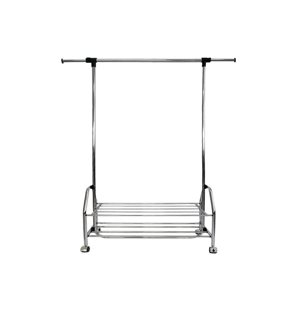 English Elm Chrome Freestanding Garment Rack with Adjustable Bar Top Shelf and Rolling Casters B091P340572
