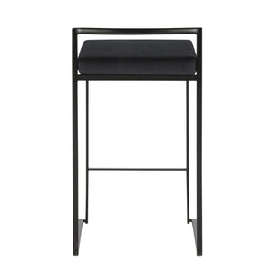 English Elm Contemporary Stackable Steel Counter Stools Padded Fabric Seats for Kitchen Islands Set of 2 B202P222009