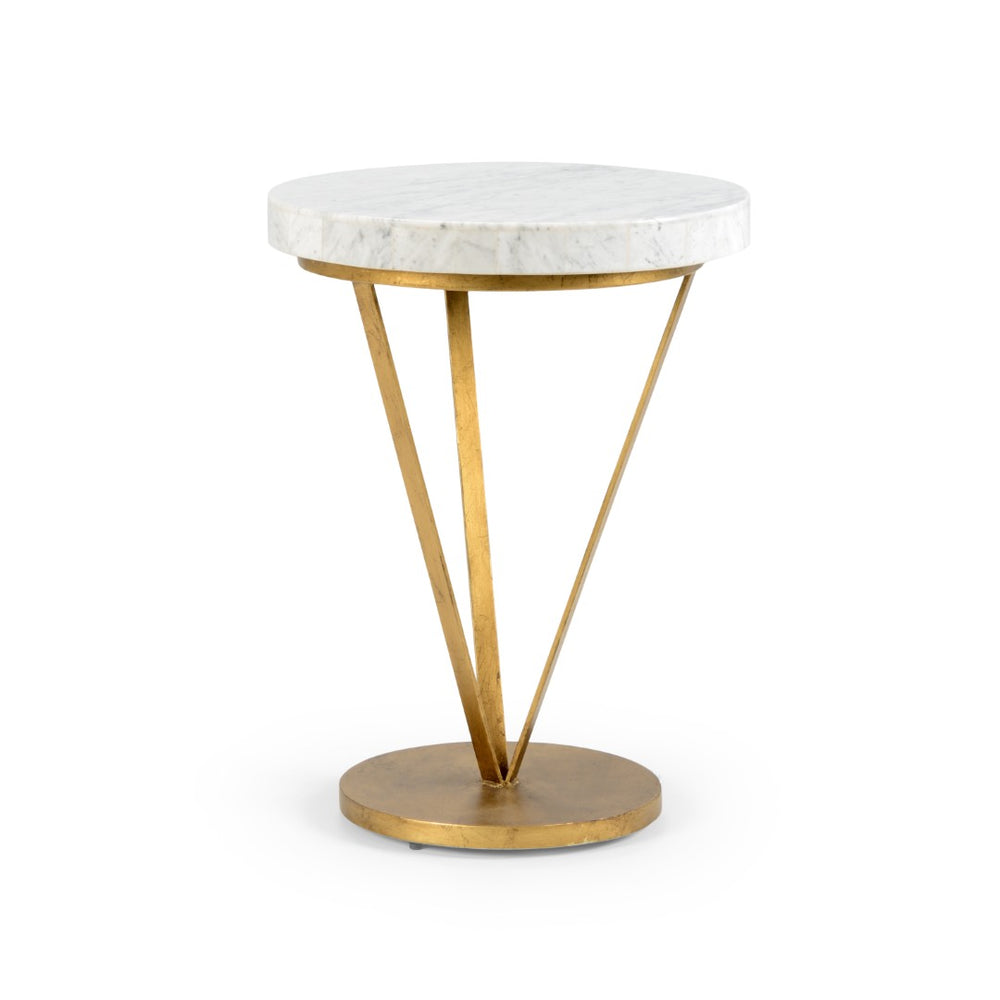 Chelsea House Trifold Marble Accent Table With Antique Gold Iron Base — Compact 25" H Side Table For Modern Homes 382178