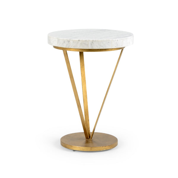 Chelsea House Trifold Marble Accent Table With Antique Gold Iron Base — Compact 25" H Side Table For Modern Homes 382178