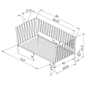 English Elm Metal Twin Daybed with Powder Coated Finish Slatted Platform for Guest Rooms B016S00059