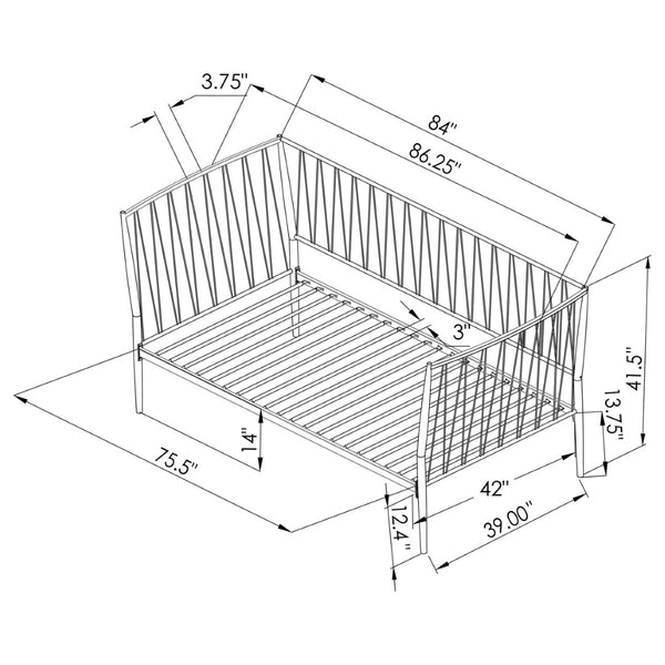 English Elm Metal Twin Daybed with Powder Coated Finish Slatted Platform for Guest Rooms B016S00059