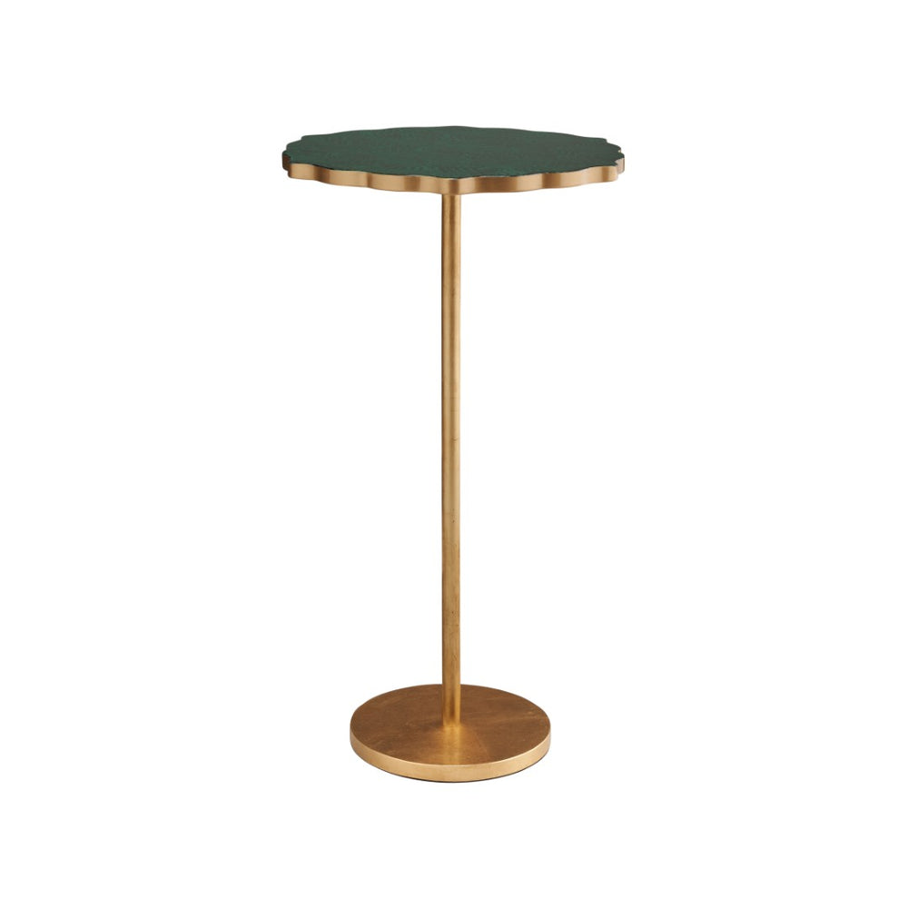 Chelsea House Malachite Side Table With Antique Gold Iron Base, Hand-Painted Lacquer Top, Compact Accent Table 382218