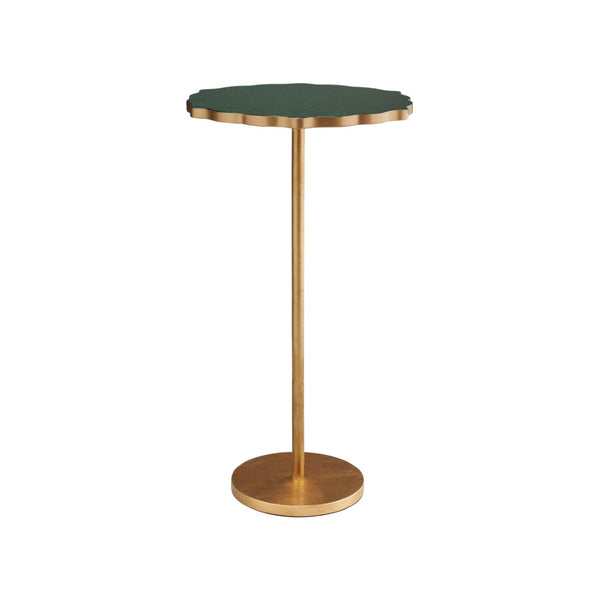 Chelsea House Malachite Side Table With Antique Gold Iron Base, Hand-Painted Lacquer Top, Compact Accent Table 382218