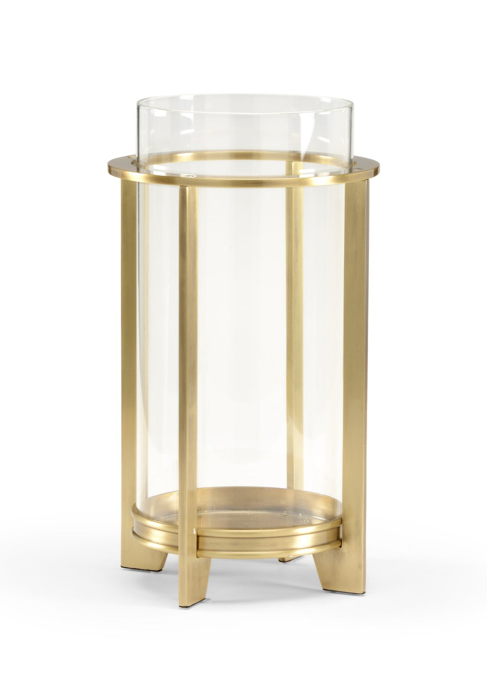 Chelsea House Cook Hand-Antiqued Brass Candleholder With Crystal Hurricane Shade, Classic Mantel Centerpiece, 16" Tall 382229