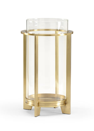 Chelsea House Cook Hand-Antiqued Brass Candleholder With Crystal Hurricane Shade, Classic Mantel Centerpiece, 16" Tall 382229