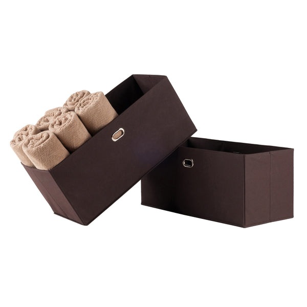 Winsome Wood Torino 2-piece Foldable Storage Basket Set In Rich Chocolate - Stylish Organizers For Home & Pantry Chocolate Fabric 38222-winsome-wood