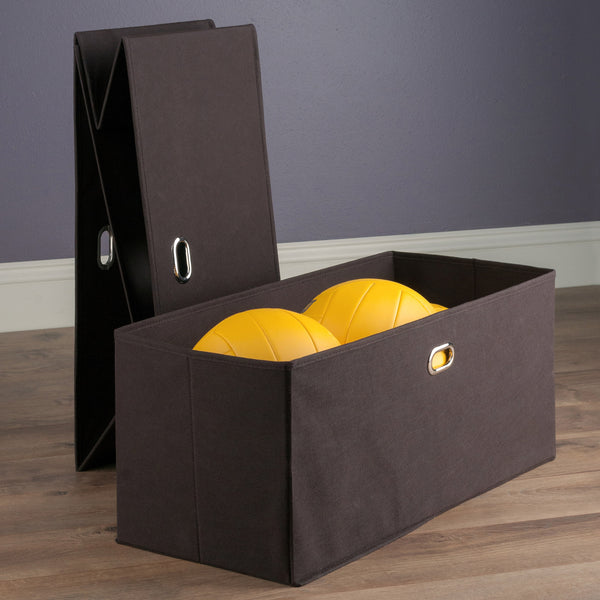 Winsome Wood Torino 2-piece Foldable Storage Basket Set In Rich Chocolate - Stylish Organizers For Home & Pantry Chocolate Fabric 38222-winsome-wood