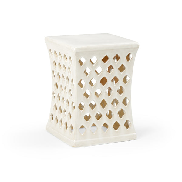 Chelsea House Merideth White-Glaze Garden Seat — Sculptural Ceramic Stool For Patio, Side Table, Plant Stand, 17" H 382235