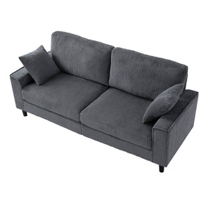 English Elm 81.8"corduroy Ribbed Upholstered 2-seater Sofa with Iron Wood Frame for Living Room Gray W5515P488194