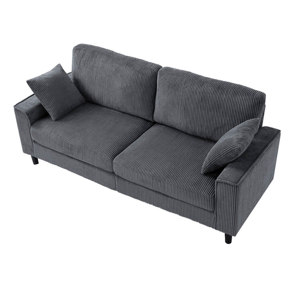 English Elm 81.8"corduroy Ribbed Upholstered 2-seater Sofa with Iron Wood Frame for Living Room Gray W5515P488194