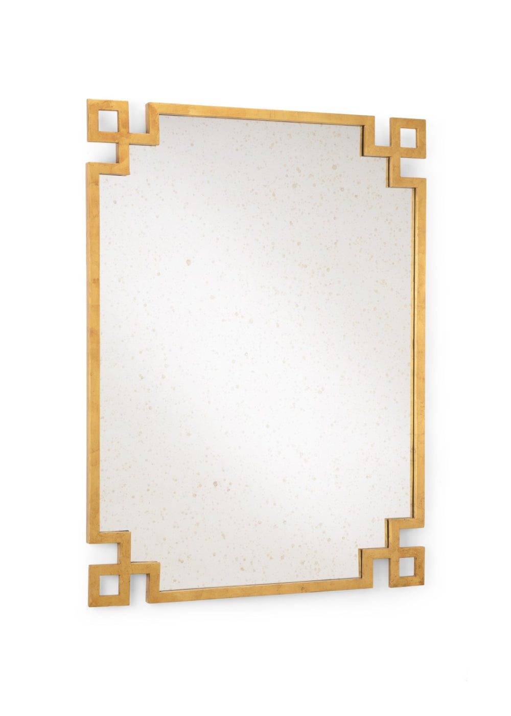 Chelsea House Parquetry Mirror By Lisa Kahn — 48"X36" Antique Gold Leaf Wall Mirror With Distressed Glass & Parquetry Corners 382296