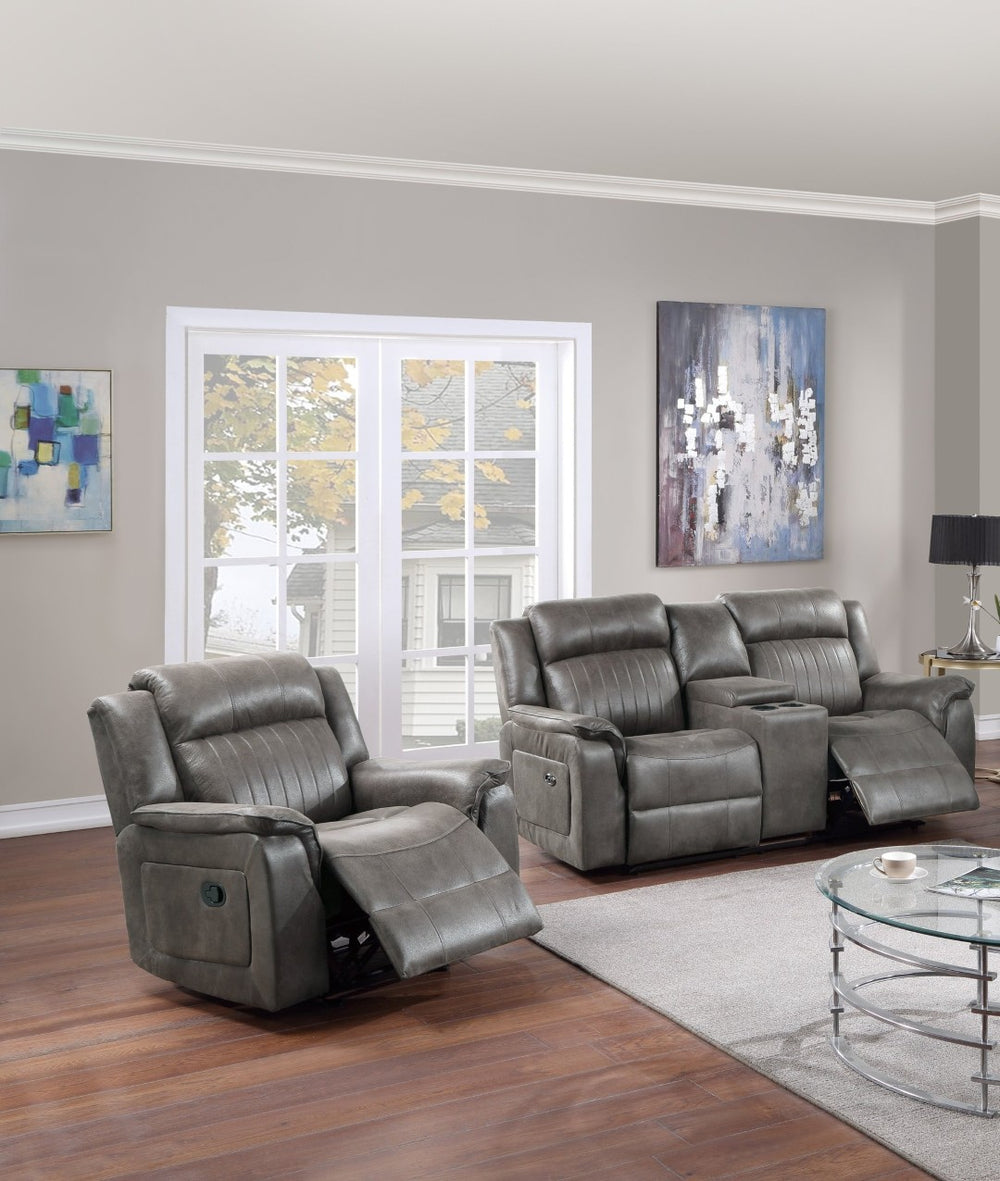 English Elm Contemporary Leatherette Reclining Sofa Set Tufted 2 Piece Living Room Suite B011S02413