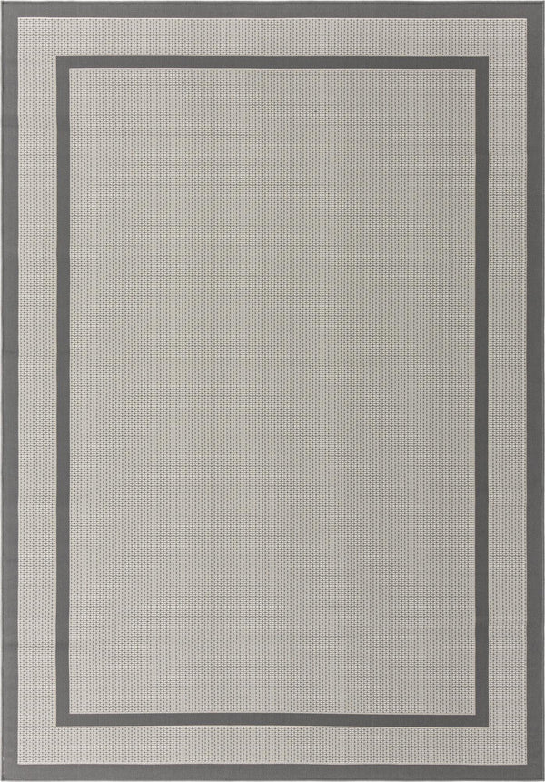 Unique Loom Outdoor Border Border Machine Made Border Rug Gray, Gray/Silver 7' 1" x 10' 0"