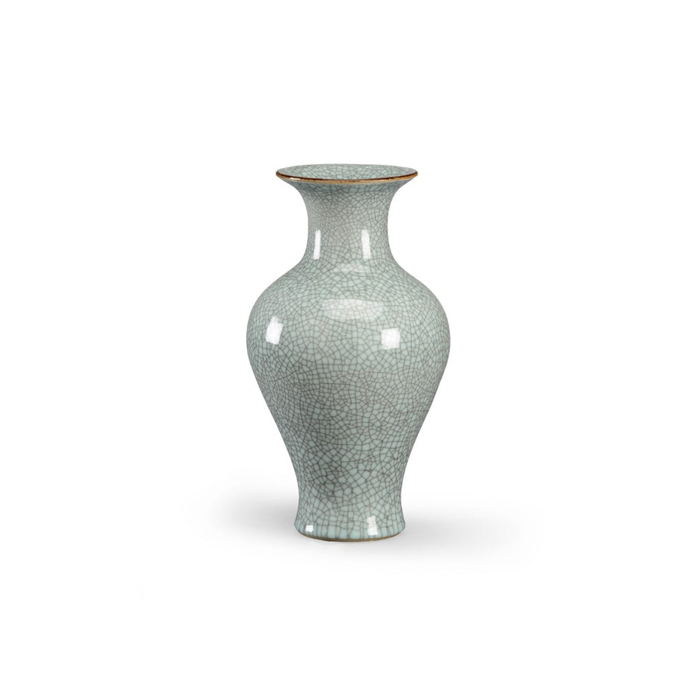 Chelsea House Roberson Celadon Vase With Crackle Glaze And Gold Trim — 15.5" Porcelain Accent For Living Rooms 382358