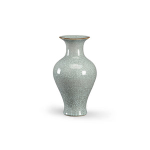Chelsea House Roberson Celadon Vase With Crackle Glaze And Gold Trim — 15.5" Porcelain Accent For Living Rooms 382358