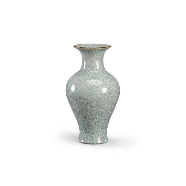 Chelsea House Roberson Celadon Vase With Crackle Glaze And Gold Trim — 15.5" Porcelain Accent For Living Rooms 382358