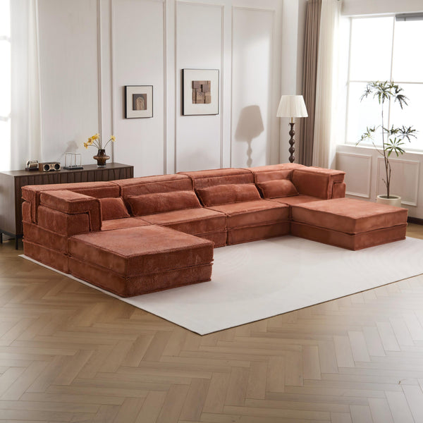 English Elm Compression Mahjong Sofa: Versatile No Assembly Modular Floor Sofa Bed For Cozy Living Spaces W3723S00038