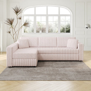English Elm 106.3" Plush L-Shaped Sofa For 4 | Stylish Light Pink Couch With Modular Design & Easy Maintenance W1767S00020