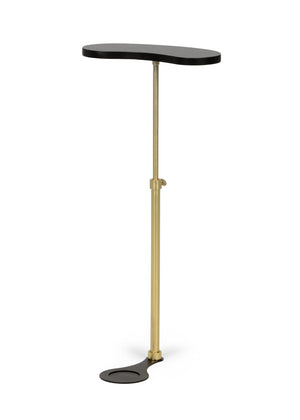 Chelsea House Drink Modern Antique Brass Column Drink Table With Matte Black Top, Compact Side Accent For Dens 382435