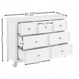 English Elm Modern 7 Drawers Dresser 7 Drawers Cabinet,Chest Of Drawers Closet Organizers and Storage Clothes Storage Drawers Cabinet For Living Room, Farmhouse Dresser Organizer White