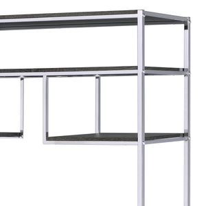 English Elm Rustic Modern Grey Oak & Chrome 8-Shelf Geometric Bookshelf with Sturdy Metal Frame, 72"H, 49"W B062P209200