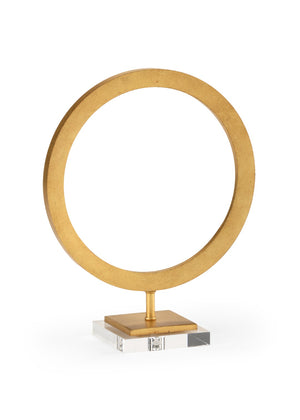 Chelsea House Circle Antique Gold Accent Sculpture With Clear Acrylic Base — 15" H Sculptural DéCor For Modern Rooms 382498