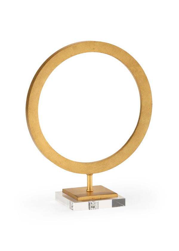 Chelsea House Circle Antique Gold Accent Sculpture With Clear Acrylic Base — 15" H Sculptural DéCor For Modern Rooms 382498