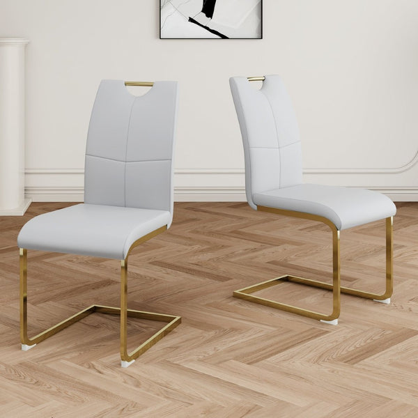 English Elm Modern Faux Leather Dining Side Chairs with Chrome Legs Ergonomic Set of 2 W210127293