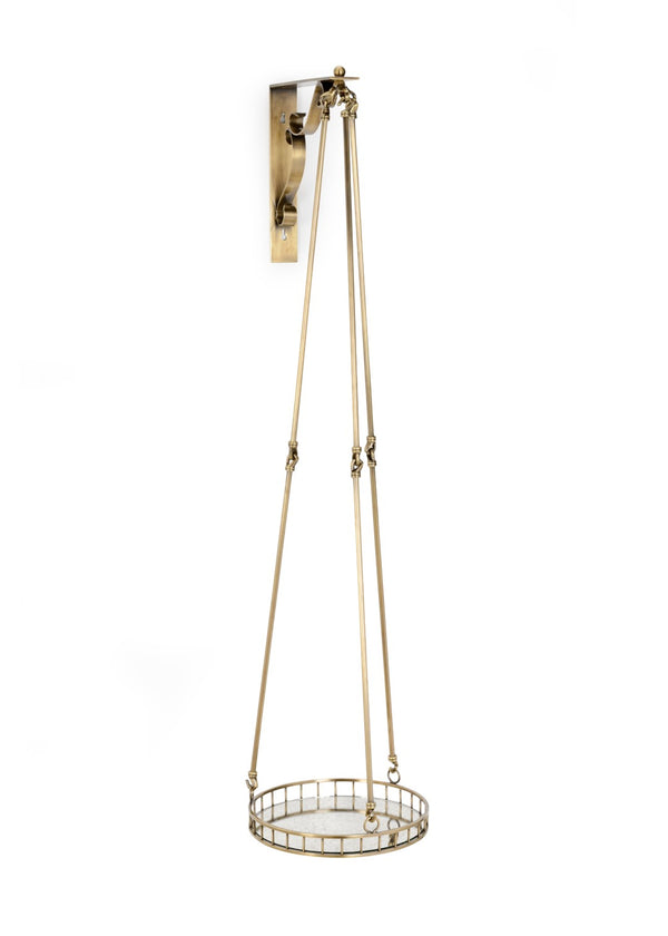 Chelsea House Walker Vintage Hanging Shelf With Antique Brass Bracket — 48"H Compact 12" Round Display Shelf For Accents 382501