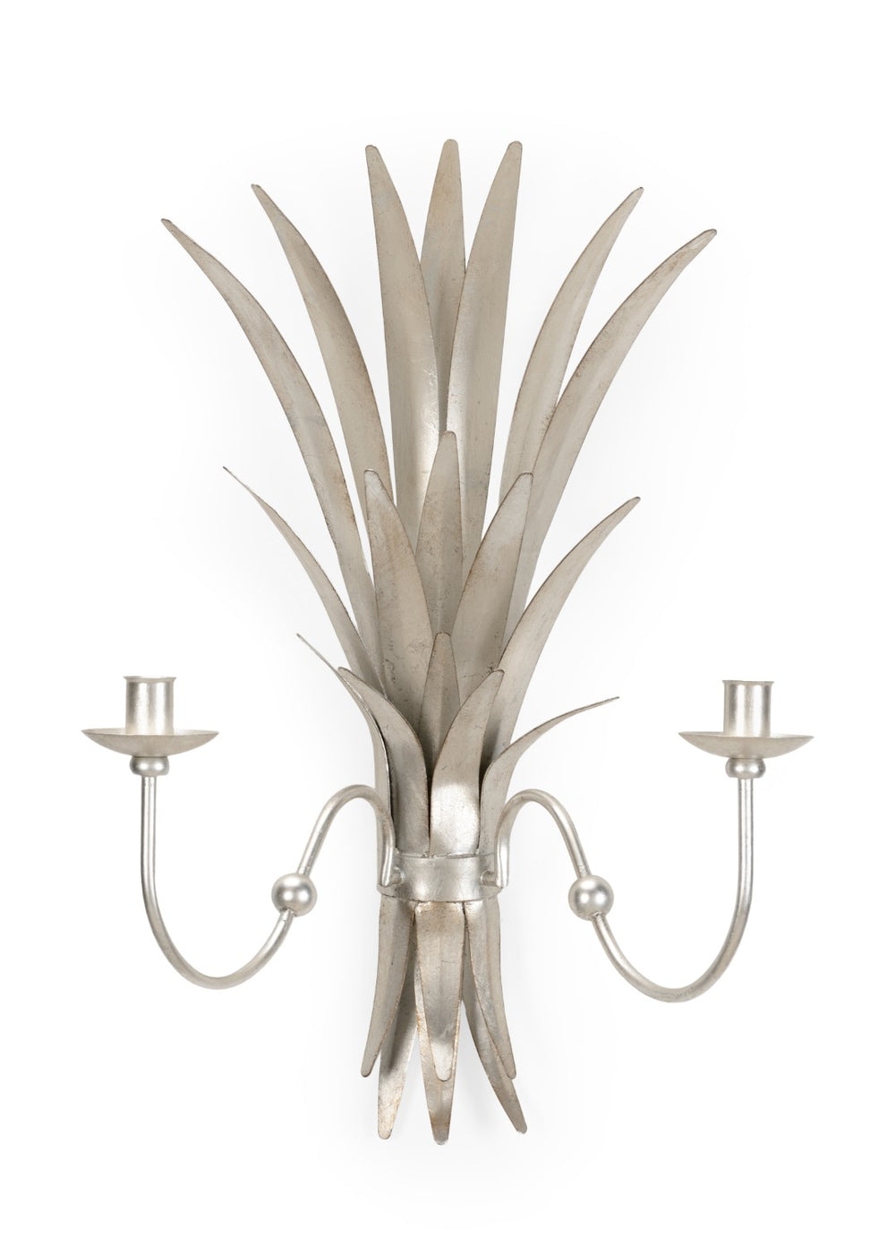 Chelsea House Wheat Hand-Formed Silver Leaf Sconce — Sculptural Wheat Sheaf Wall Light, 20"H X 16"W Accent 382536