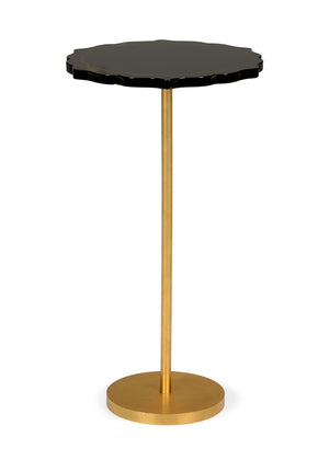 Chelsea House Black Side Table With Scalloped Black Lacquer Top And Gold Trim, 25" H Iron Frame Accent For Sofa Or Bedroom 382549